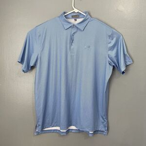 Peter Millar Summer Comfort‎ Polo Shirt Mens Extra Large Blue Square Golf Logo